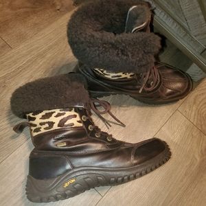 UGG Brown and Leopard Print Winter Boots